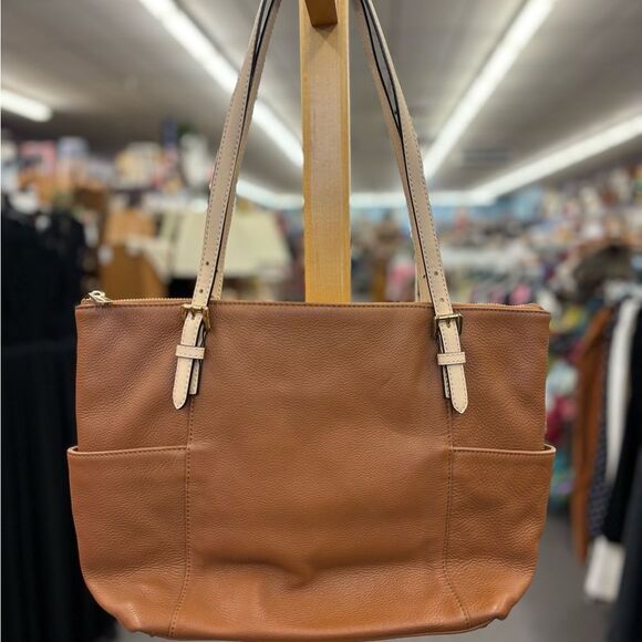 Michael Kors Brown Leather Pebbled Tote Bag - Picture 1 of 4